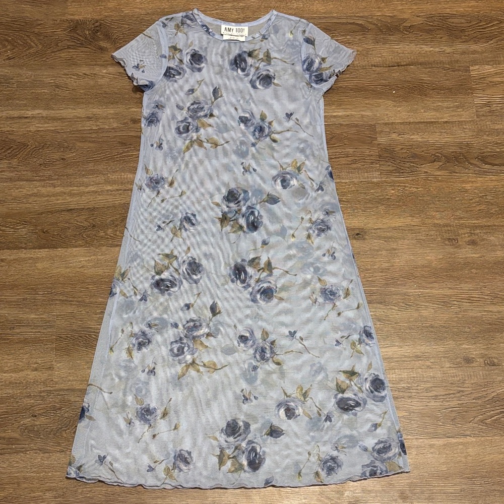 girls blue floral dress